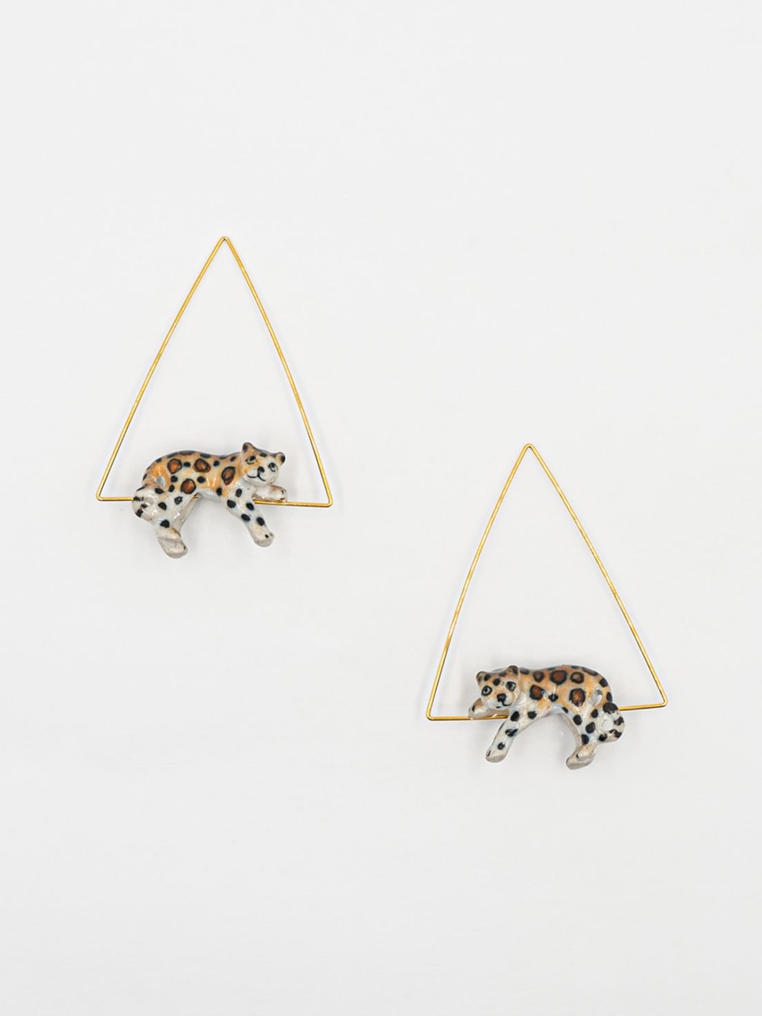 Boucles d'oreilles léopard à franges en porcelaine