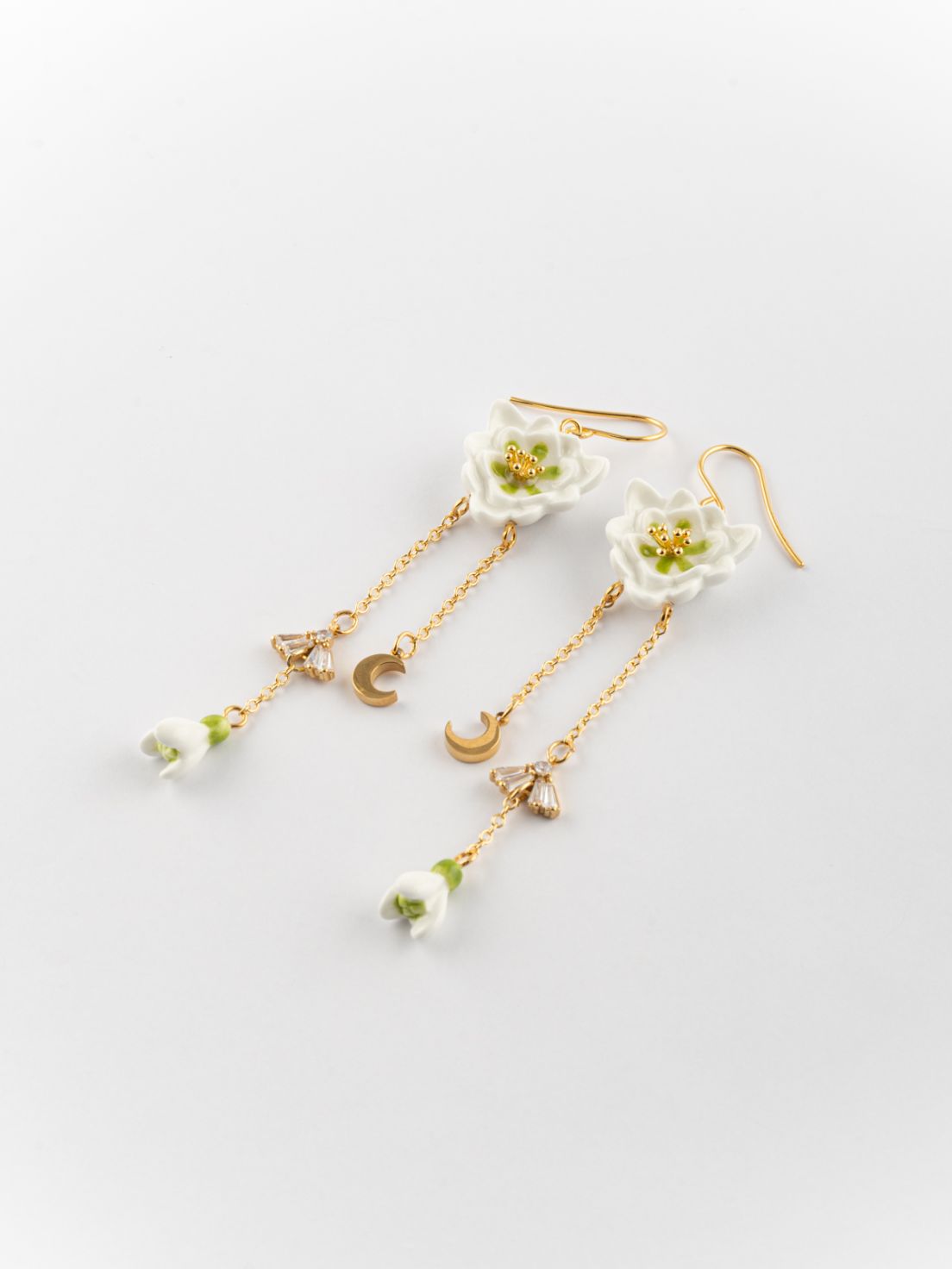 Snowdrop & moon earrings - Etincelle