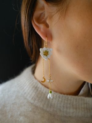 Snowdrop & moon earrings - Etincelle