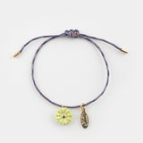 Bracelet cordon fleur verte