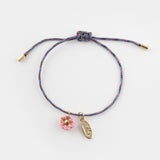 Bracelet cordon fleur rose