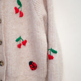 Chérie Cherry chunky knit beige cardigan