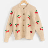 Chérie Cherry chunky knit beige cardigan