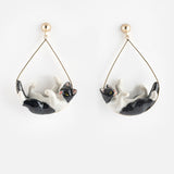 Black &amp; white cat earrings