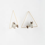 Siamese cat triangle hoop earrings