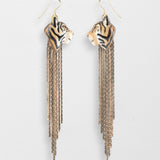 Tiger fringe earrings