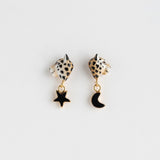 Leopard, star &amp; moon stud earrings