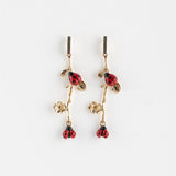 Ladybug branch earrings