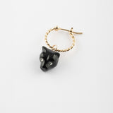 Mini black panther hoop earring with rhinestones - Sold individually