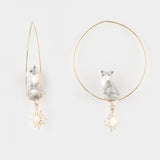 Small polar fox hoop earrings - Arctic