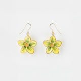 Boucles d'oreilles pendantes fleur jaune