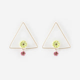 Triangle flower hoop earrings