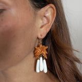 Boucles d'oreilles pendantes palmier terracotta