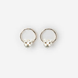 White leopard round earrings