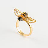 Bague abeille ailes dorées