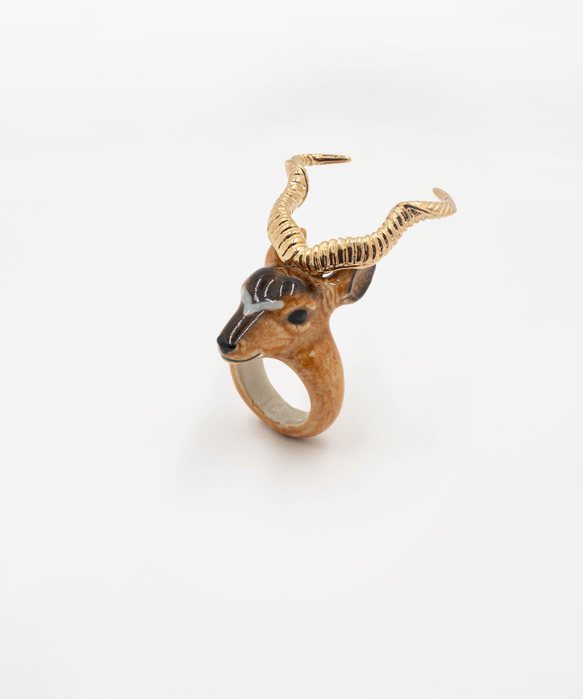 bague en porcelaine peinte à la main animal antilope