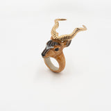 bague en porcelaine peinte à la main animal antilope