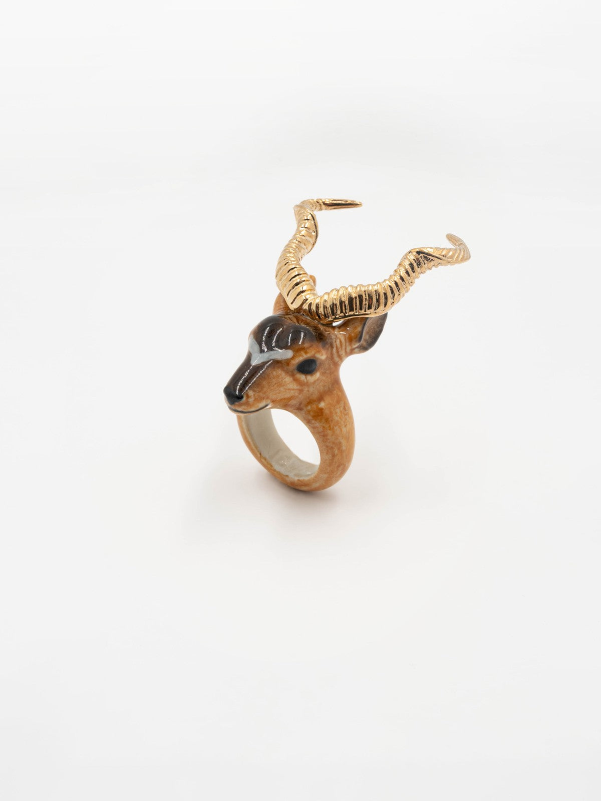 bague en porcelaine peinte à la main animal antilope