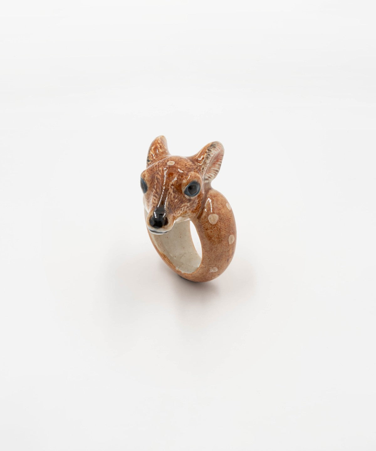 bague en porcelaine peinte à la main animal faon bambi