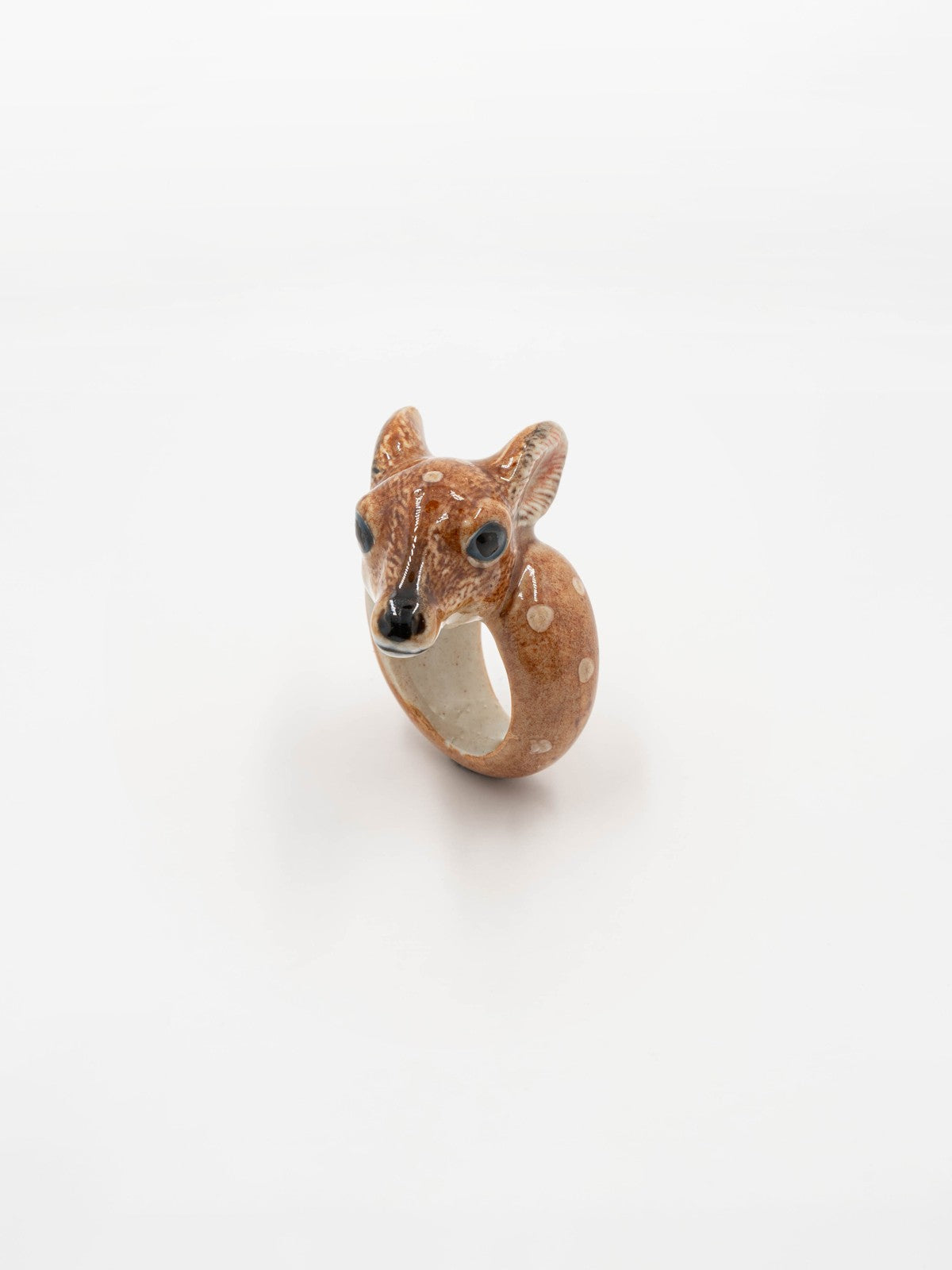 bague en porcelaine peinte à la main animal faon bambi