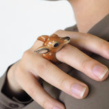 bague en porcelaine peinte à la main animal faon bambi