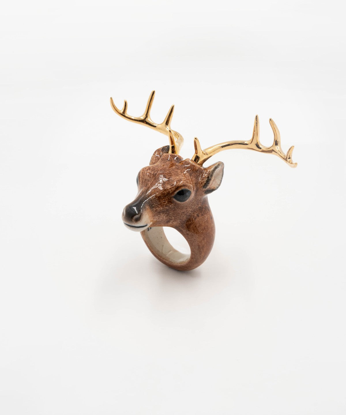 bague en porcelaine peinte à la main animal cerf