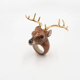 bague en porcelaine peinte à la main animal cerf