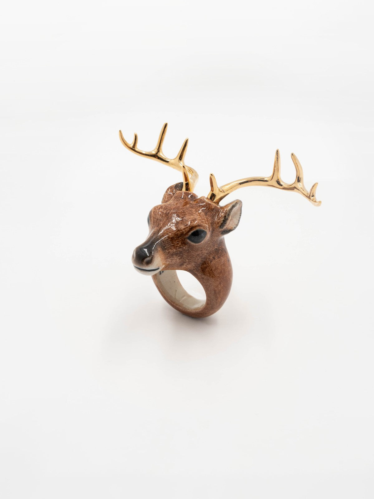 bague en porcelaine peinte à la main animal cerf