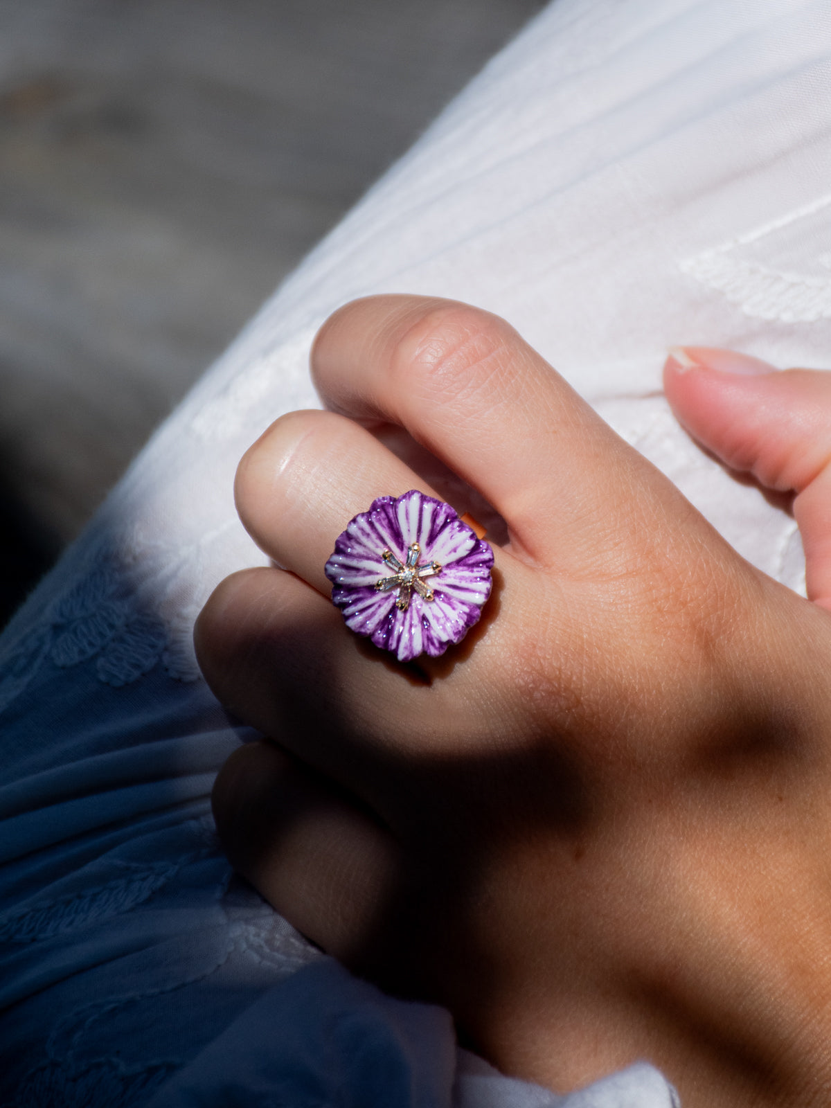 Bague chardon violet