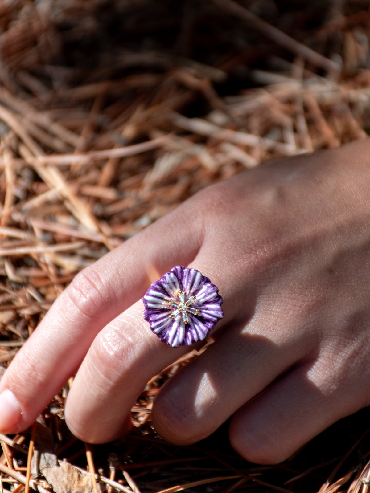 Bague chardon violet