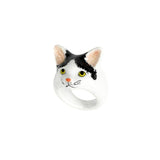 Bague chat blanc et noir