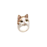 Bague chat grincheux marron & blanc