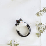 Bague chat persan noir & blanc