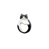 Bague chat persan noir & blanc