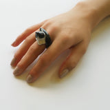 Bague chat persan noir & blanc