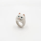 bague en porcelaine peinte à la main animal chat persan