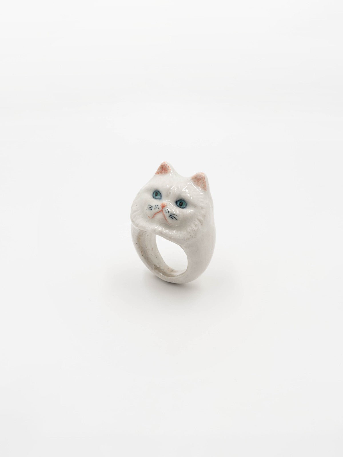 bague en porcelaine peinte à la main animal chat persan