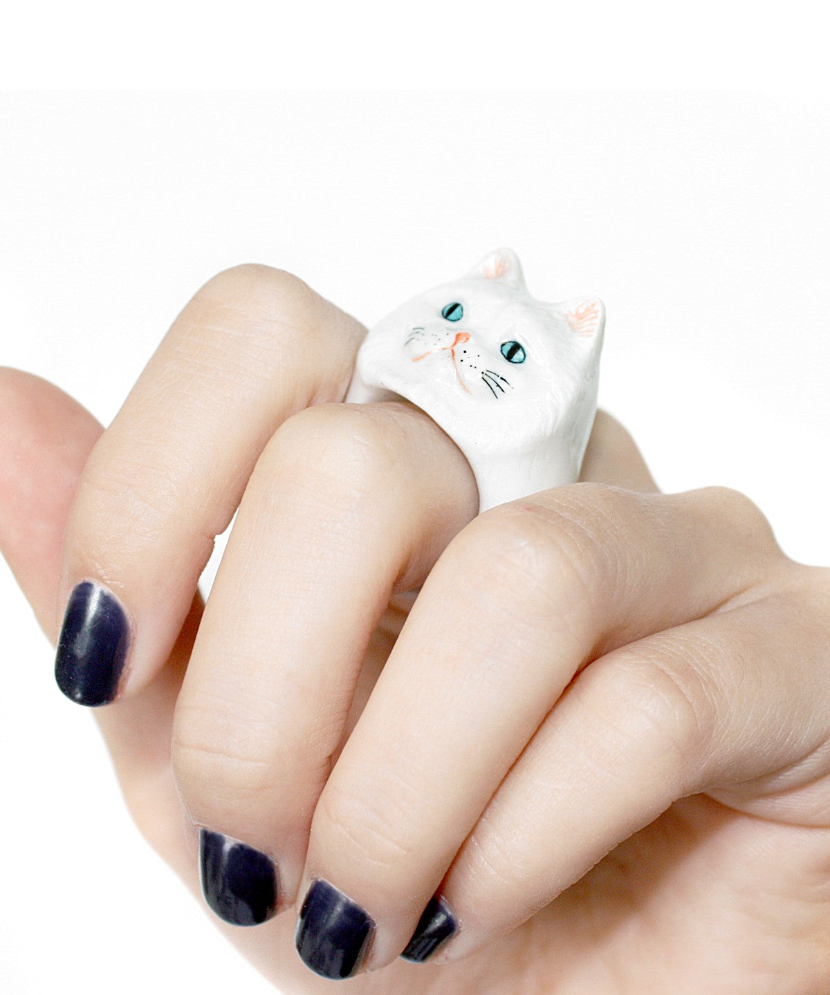 bague en porcelaine peinte à la main animal chat persan