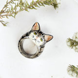 Bague chat tabby foncé