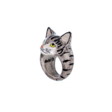 Bague chat tabby foncé