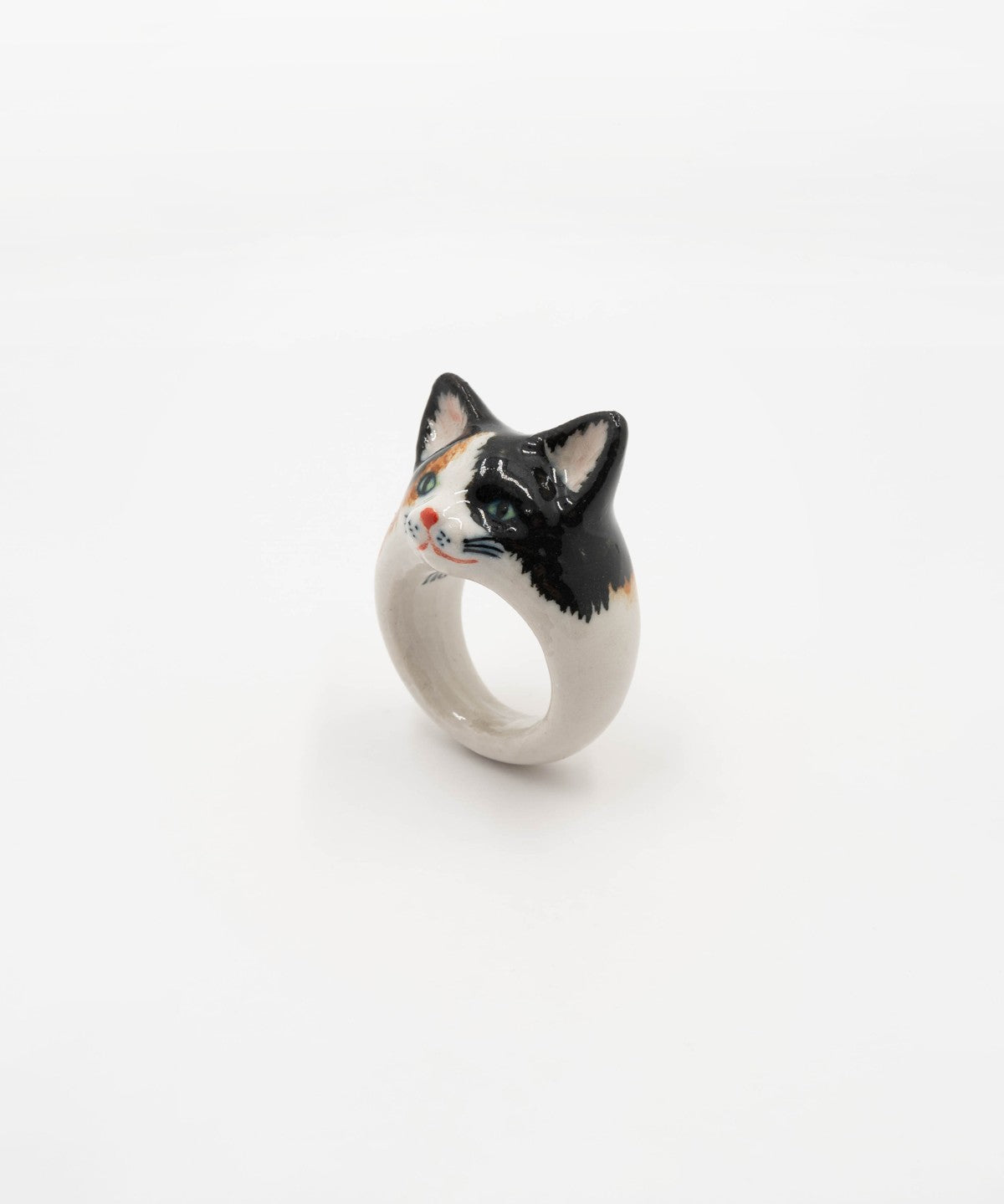 bague en porcelaine peinte à la main animal chat