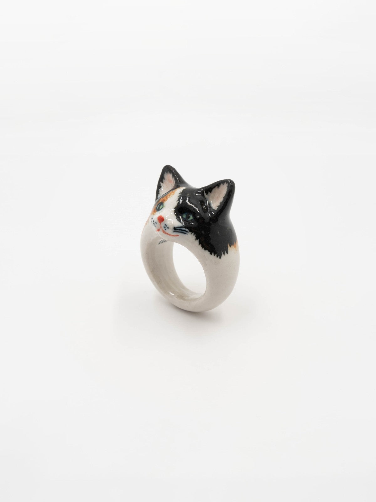 bague en porcelaine peinte à la main animal chat