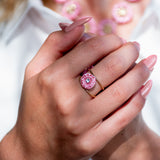 Bague double anneau chardon rose