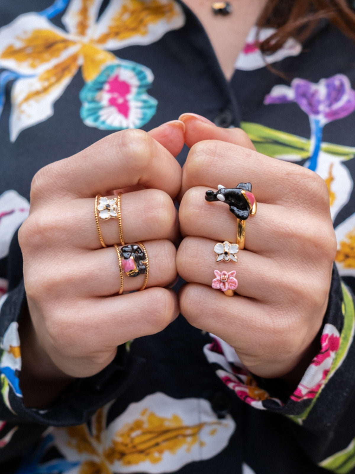 Bague double anneau éléphant d'Asie