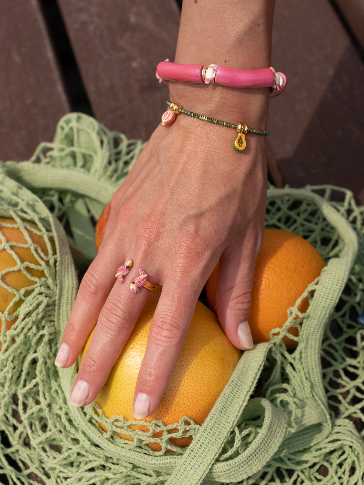 Bague FaceToFace cacatoès rose