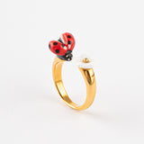 Bague FaceToFace coccinelle & fleur blanche