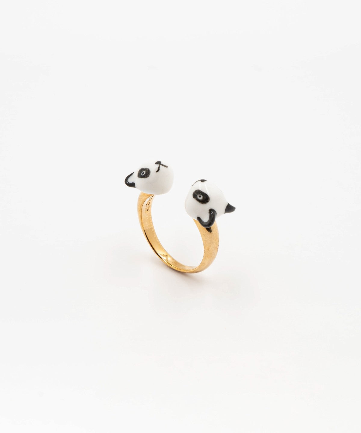 bague ajustable panda animal porcelaine peint à la main