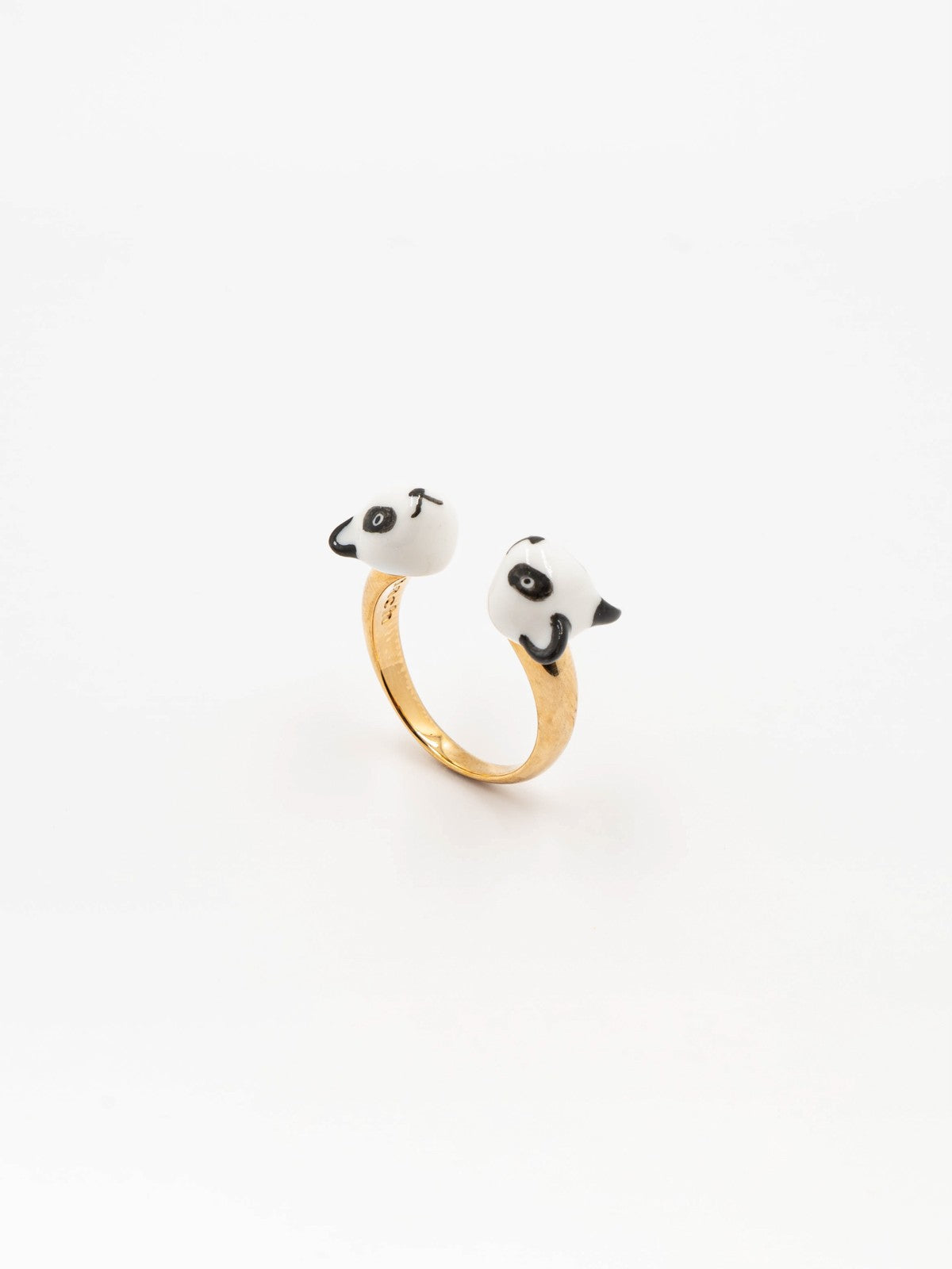 bague ajustable panda animal porcelaine peint à la main