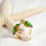 bague oiseau perroquet vert