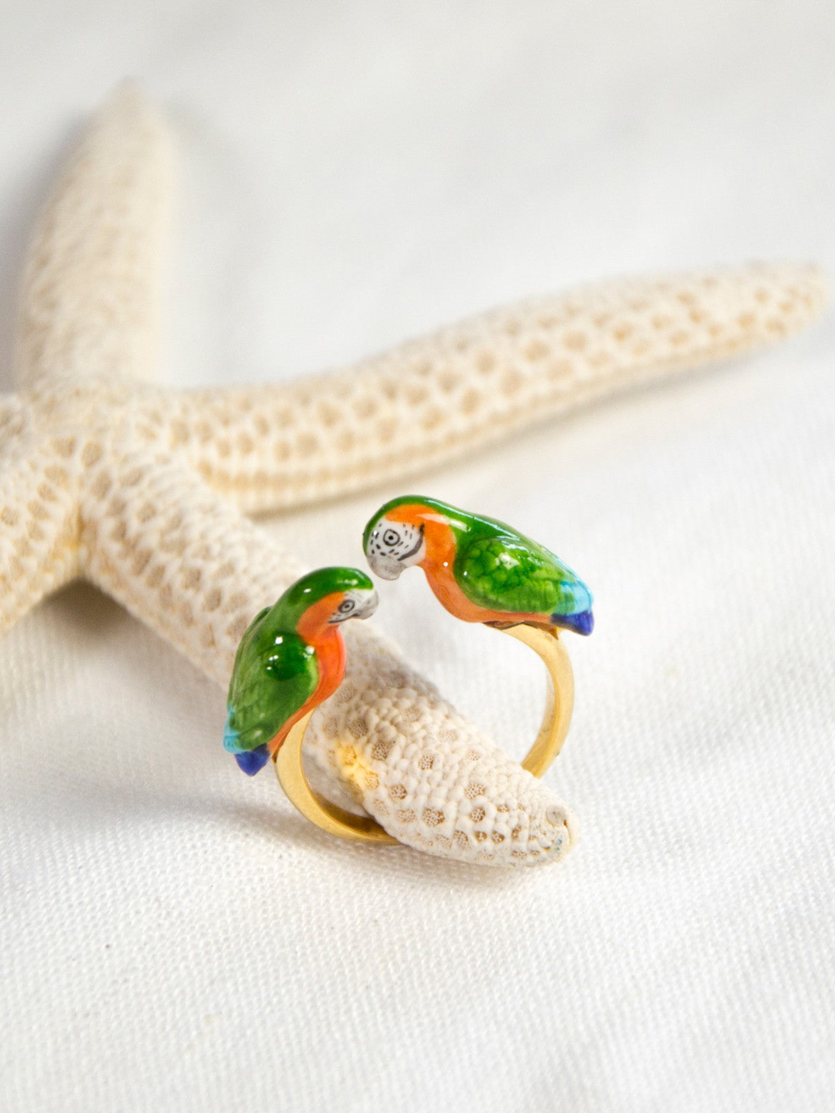 bague oiseau perroquet vert